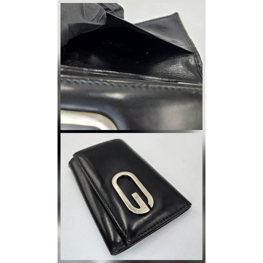 Gucci Vintage Black Leather 6 Hook Key Case Holder Silver G Logo Made in Italy - Picture 7 of 8